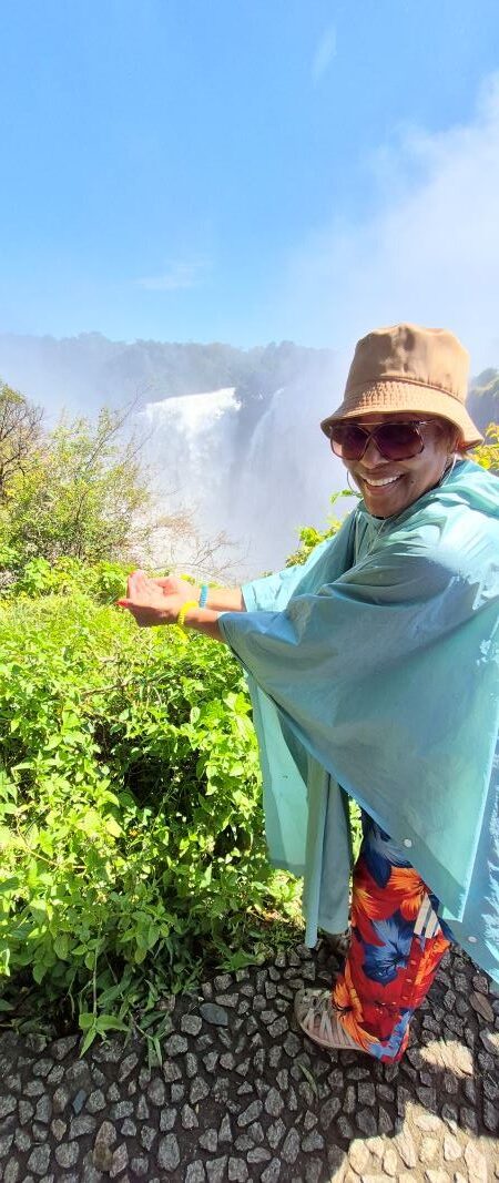 Drinking from Vic Falls
